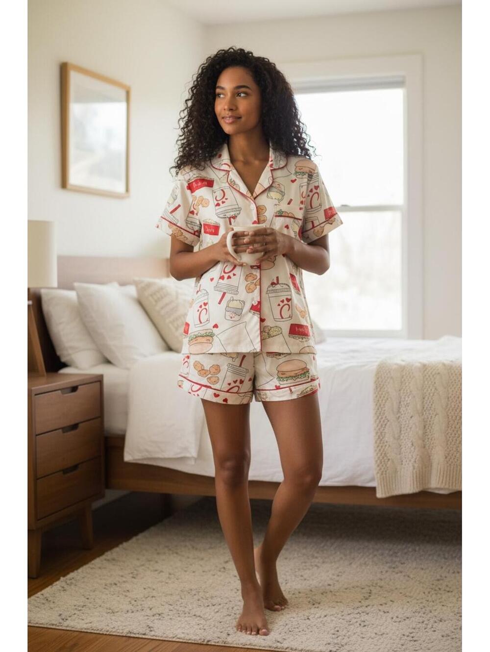 Pajama Set Cream Size Small Cute